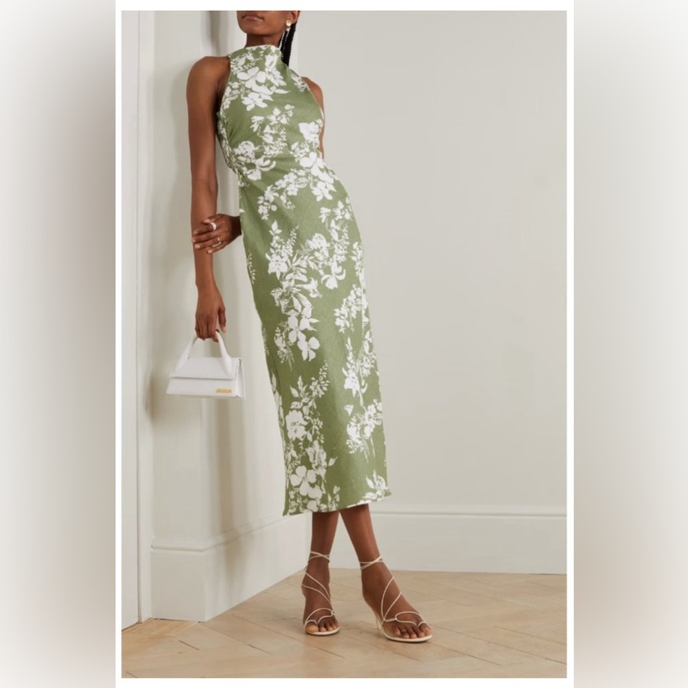 Reformation Cassette Linen Dress in Willow